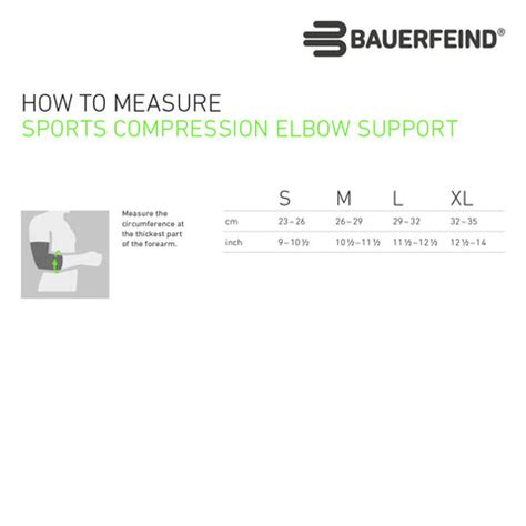 sports compression elbow sleeve size chart bauerfeind partners