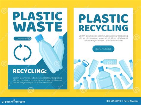 Plastic Waste Recycling Banner Templates Set Stop Plastic Pollution