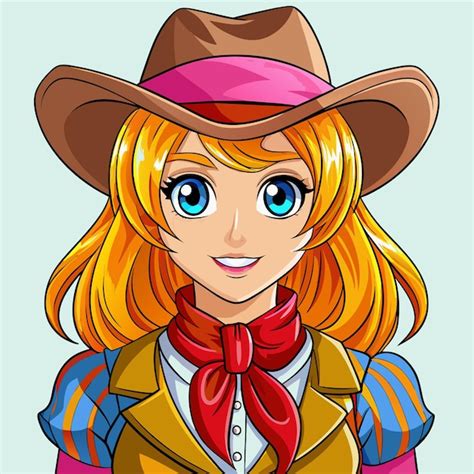 Um Desenho Animado De Uma Mulher Vestindo Um Chap U De Cowboy E Um