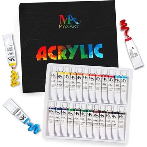 MozArt Supplies Coffret Peinture Acrylique 24 Tubes De 12 ML