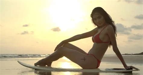 Sexy Woman In Red Bikini Posing With Sur Stock Video Pond