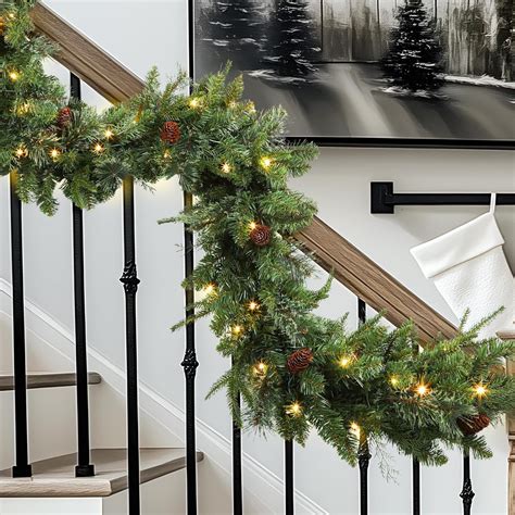 The Holiday Aisle® 9ft Prelit Christmas Garland Natural Rustic Cedar