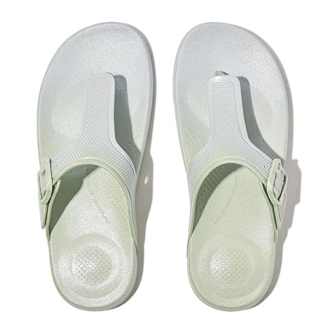 Women S Fitflop Iqushion Iridescent Adjustable Buckle Flip Flops