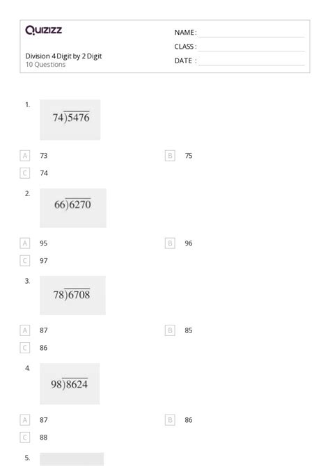 50 Division With Two Digit Divisors Worksheets For Grade 5 On Quizizz Free And Printable