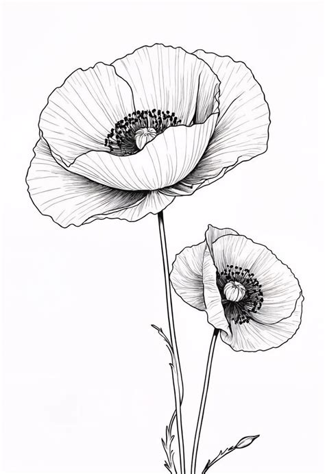 Poppy Pictures Freepik In 2024 Poppy Drawing Poppy Flower Drawing