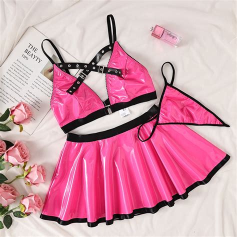 Generic Ins Nightclub Hot Girl Pu Binding Band Sexy Deep V Underwear Sexy Temptation Plus Size