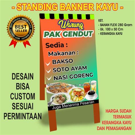 Jual STAND BANNER KAYU UKURAN 100 X 50 CM STANDING BANNER Shopee