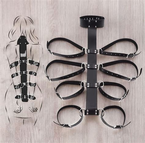 Sexy Slave Neck To Wrist Restraints Kit Adult Sex Toys Frisky Beginner Behind Back Handcuffs