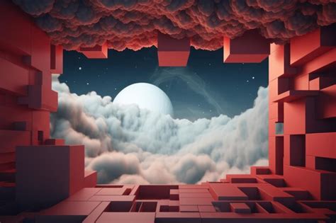 Premium AI Image | Surreal Fantasy Clouds Geometric Wallpaper