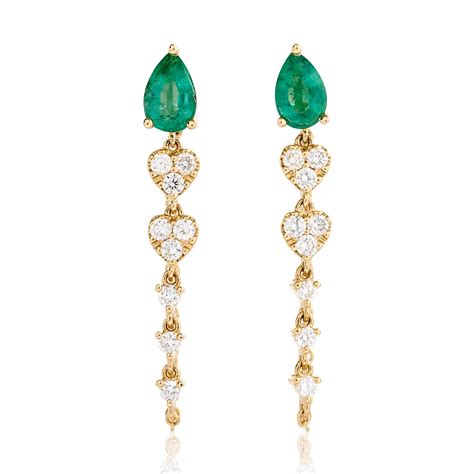 Emerald And Diamond Drop Earrings Nicole Rose Fine Jewelry