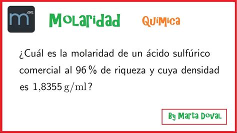 Molaridad Disoluciones Química Youtube