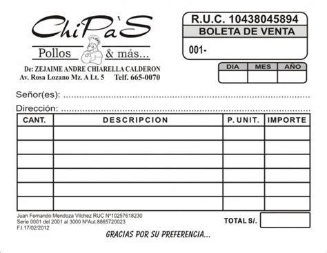 IMPRENTA CARDEL Boletas de Venta Impresión con autorización SUNAT