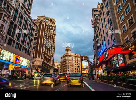 Gran Via street. Madrid, Spain Stock Photo - Alamy