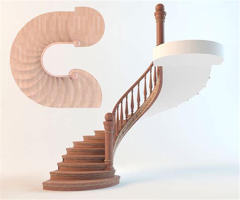 3ds Max Classic Spiral Interior Staircase