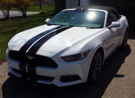 Gloss Black Racing Stripes With Red Accent Stripes Installed On A