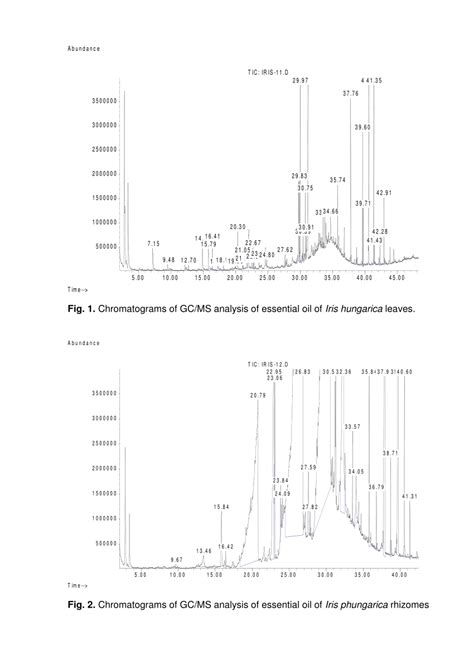 Chromatograms Of Gcms Analysis Of Essential Oil Of Iris Hungarica Download Scientific Diagram