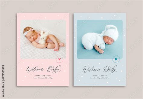 Baby Announcement Cards Stock Template | Adobe Stock