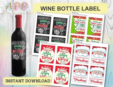 Christmas Wine Labels Funny Wine Label Printable Xmas Wine Etsy