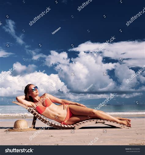 Woman Bikini Lying On Tropical Beach Stock Photo 404396992 Shutterstock