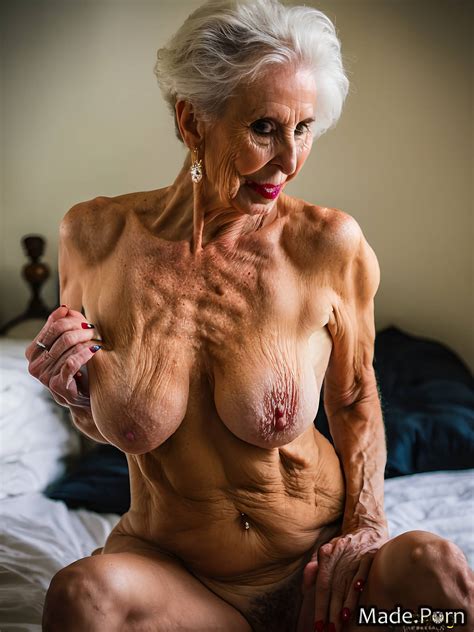 Porn Image Of Saggy Tits White Hair Cloud Photo Seductive Night Bedroom Created By AI