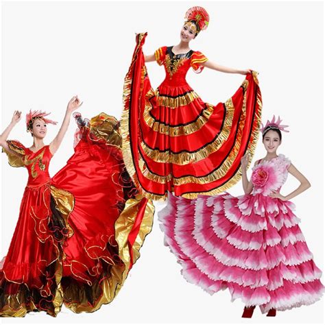 Women Spain Dress Flamenco Skirts Dance Costumes Spanish Gypsy Skirt ...