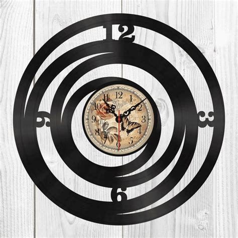 Abstract Rings Shape Vinyl Record Wall Clock Laser Cut Free CDR Vectors