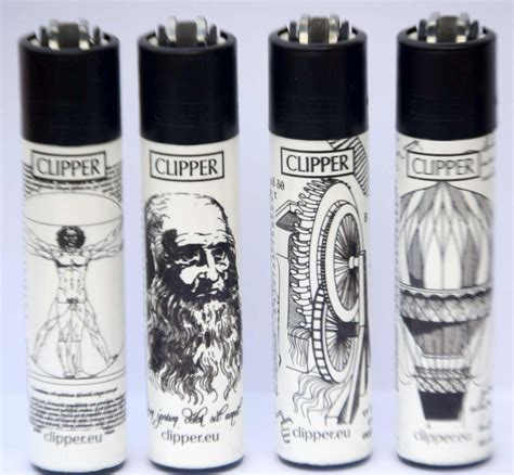 4 X Clipper Lighters Da Vinci Gas Lighter Rare Refillable Set New