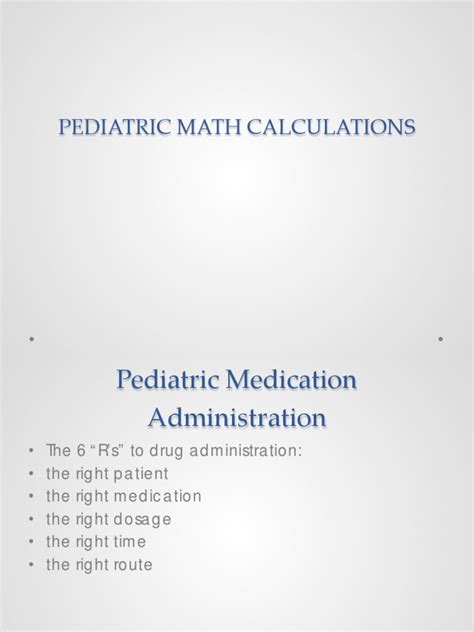 Pediatric Math Calculations Pdf Dose Biochemistry Pharmaceutical Drug