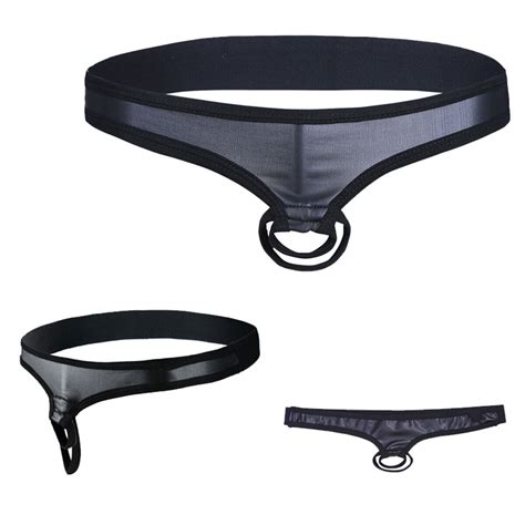 Herren Ouvertslip Lack Leder Bikini Slip String Tanga Unterwäsche mit Penis Loch eBay de