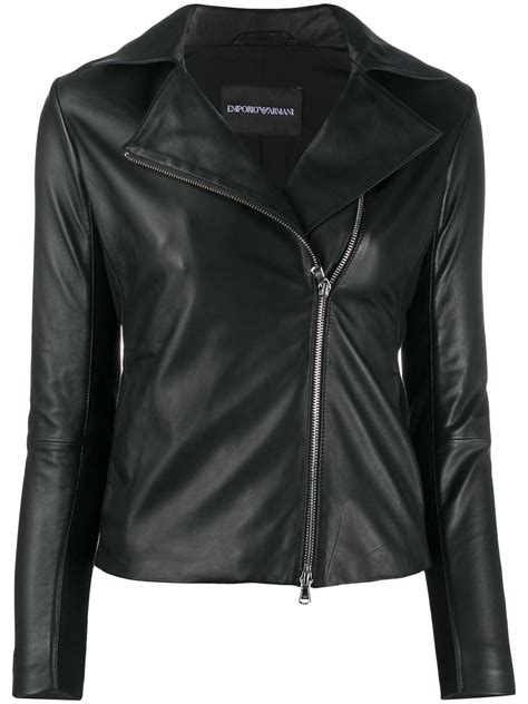 Emporio Armani zipped biker jacket - White