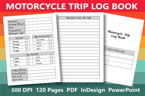 Kdp Motorcycle Trip Log Book Interior Graphic By Ocean Storm Designs