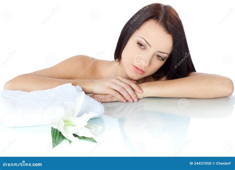 Beautiful Brunette Woman Portrait With Towel Stock Photo Image Of Care Nature 24437050
