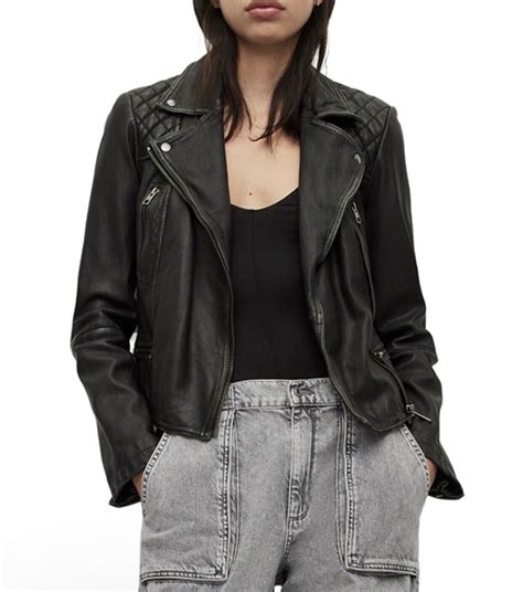 ALLSAINTS Cargo Distressed Quilted Leather Biker Jack Gem