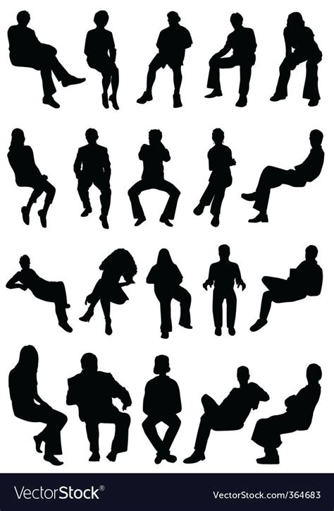 Set Of Sitting People Silhouette Background Download A Free Preview Or