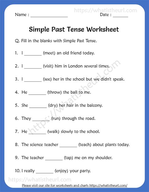 Simple Past Tense Worksheets For 5th Grade - Your Home Teacher