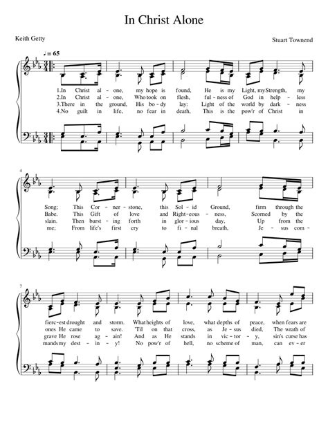 In Christ Alone Sheet Music For Piano Solo Easy