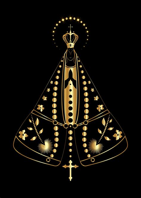 Our Lady Appeared Black And Gold Texture Virgin Mary Immaculate Vector