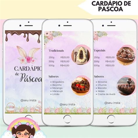 Cardápio de Páscoa Digital Elo7 Produtos Especiais