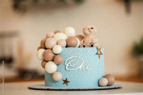 blue birthday cake with sweet balloons, sweet surprise birthday cake ...