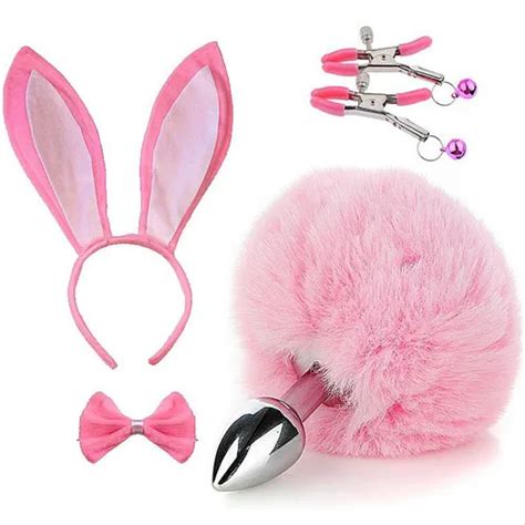 Plug Anal Rabo Cauda Pompom Coelho Tiara Grampos Seios Gozar Mercadolivre