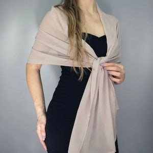 Nude Beige Chiffon Wrap Shawl Wedding 200 Cm Beige Grey Sand Color Ecru Nude Color Etsy
