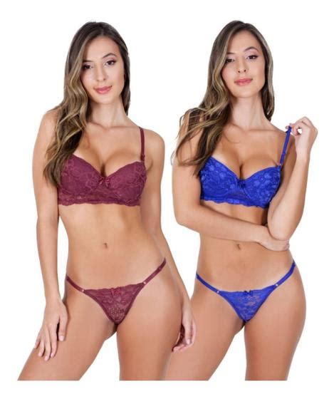 Kit 2 Conjuntos De Lingerie Em Renda Cropped Moda Intima INTIMAS