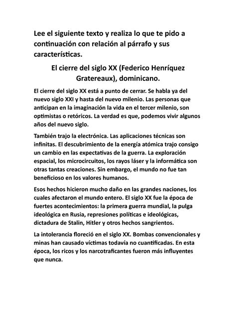 Lee El Siguiente Texto Y Realiza Lo Que Te Pido A Continuaci N Con