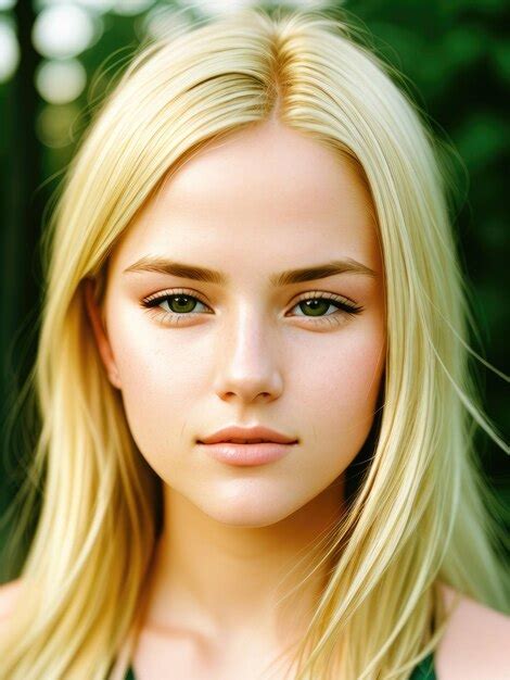Premium AI Image A Blonde Woman With A Green Background