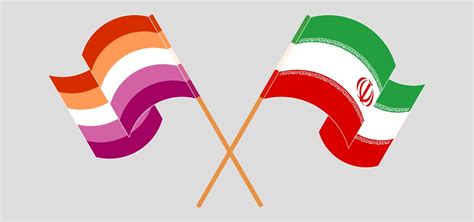 Crossed And Waving Flags Of Lesbian Pride Vector Image
