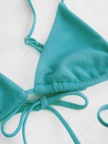 ZAFUL Ribbed Bralette String Bikini Set In DEEP BLUE ZAFUL 2025