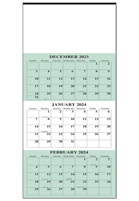 Printable 3 Month Calendar