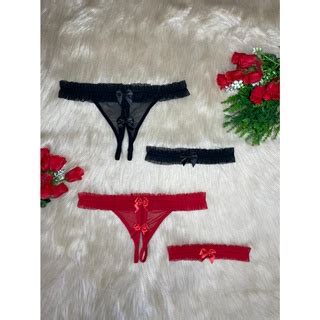 2 Calcinha Fio Dental Apressadinha Abertura Perneira Lingerie Sexy Renda E Tule Shopee