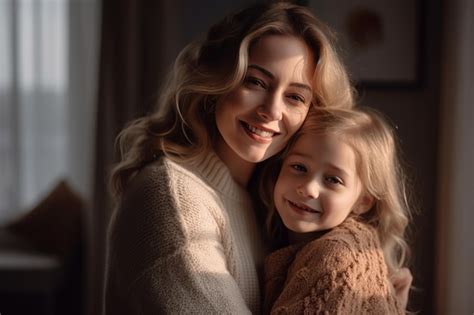 Una Madre Y Una Hija Abraz Ndose Y Sonriendo Foto Premium