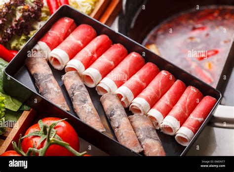 Fresh Mutton For Hot Pot Chinese Food Stock Photo Alamy